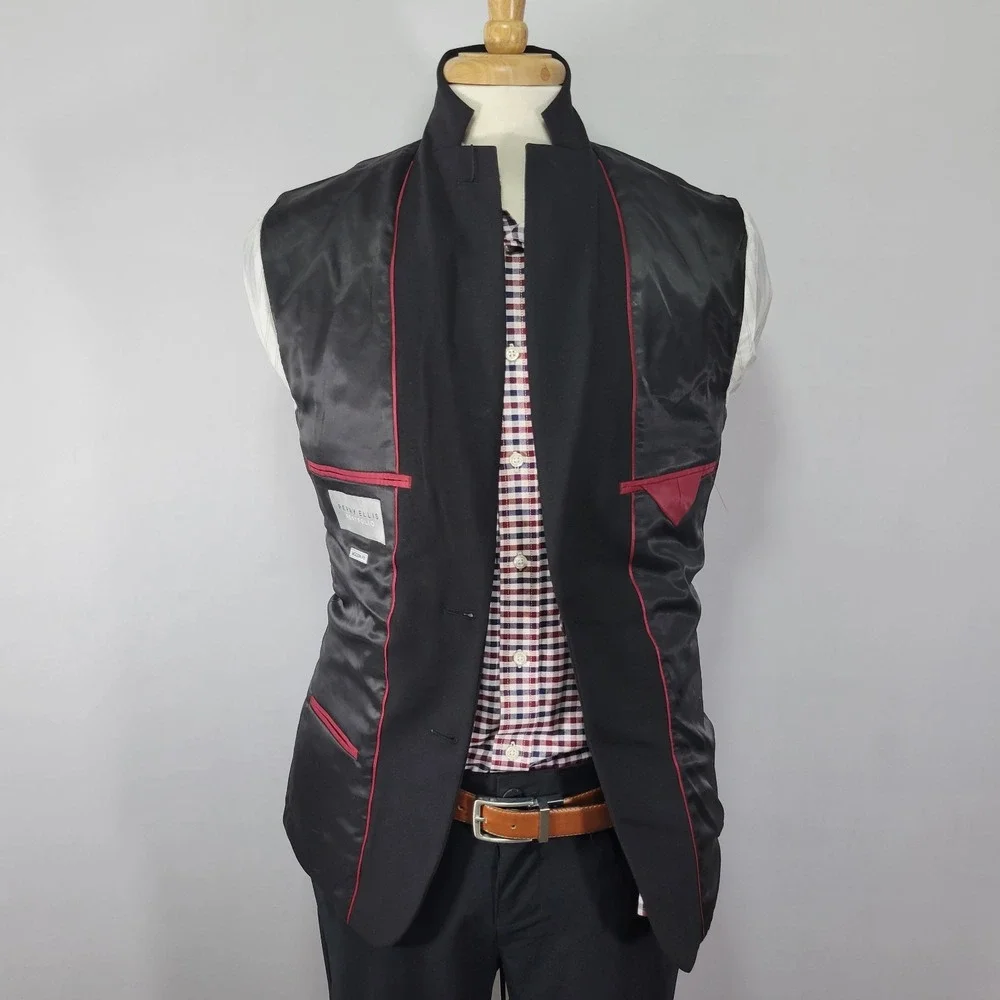 Perry‎ Ellis Portfolio Men's Sport Coat Blazer Two Button Black Stretch 36R NEW